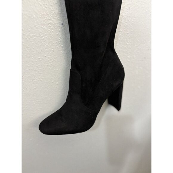 Aldo Over The Knee Sock Boots Black Women 9 Faux Suede Block Heel - Picture 4 of 15
